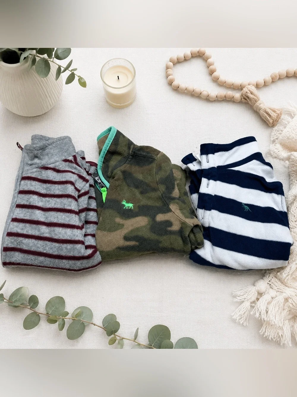 Carter’s Boys Quarter Zip Fleece Pullover Lot 3 Size 3 Camo Striped